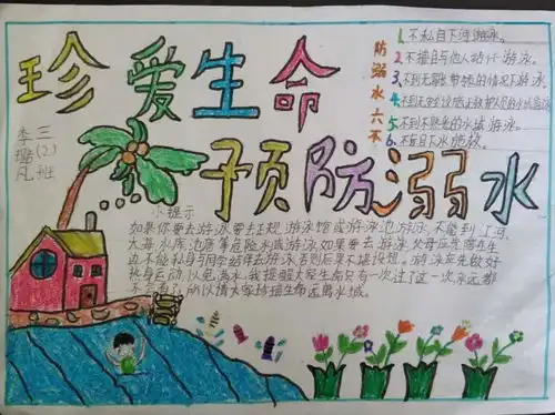 幸福鸿波丨正学风防溺水手抄报大全
