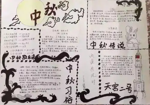小学作文素材中秋节手抄报图片素材模板文字