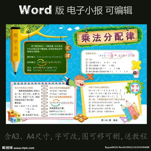 word电子小报数学乘法分配律图片