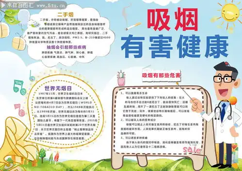 吸烟有害健康卡通电子小报图片