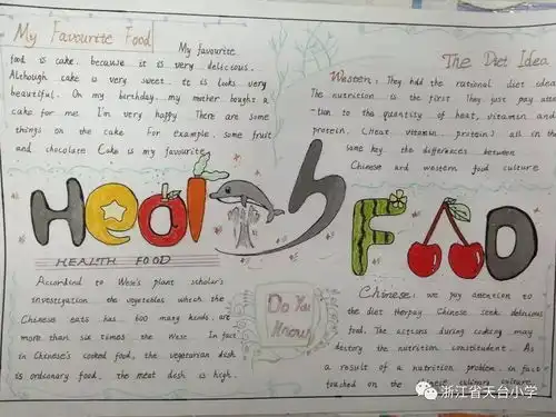 天台小学第8届英语节系列活动之四年级英语手抄报五六年级英语海报评比活动