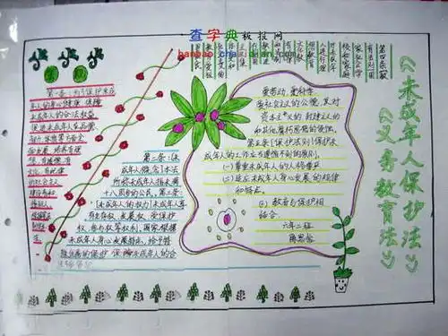 未成年人保护法及义务教育法宣传手抄报设计未成年人保护法及义务教育法宣传手抄报图片查字典板报网