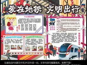 地铁小报交通安全文明礼仪出行手抄报小报素材图片模板下载