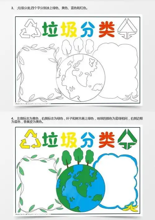 垃圾分类手抄报简单好看,垃圾分类手抄报怎么画word模板下载jpg格式熊猫办公