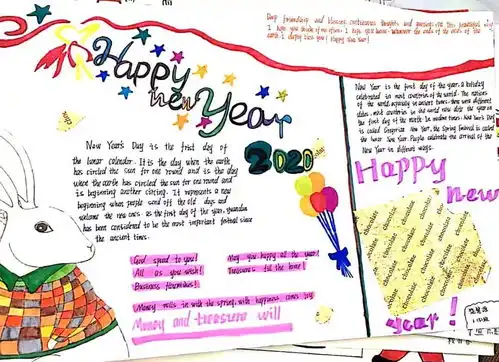 新年将至,一起欣赏newyear主题小学英语手抄报