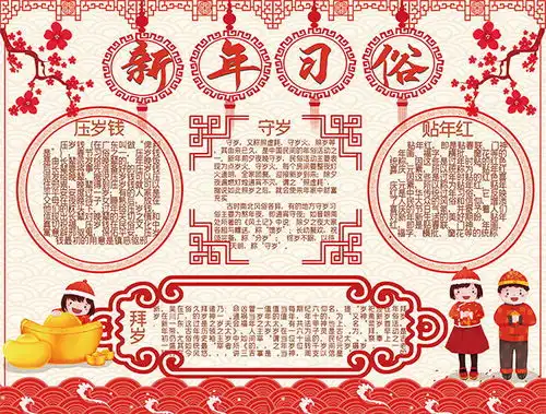 传统新年习俗手抄报