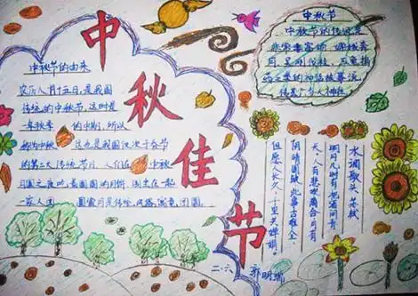 小学生图片2020中秋节对家人的祝福语送手抄报小学生图片大全简单又漂亮
