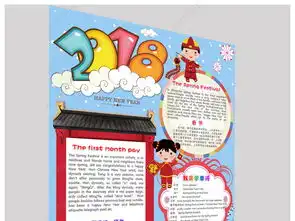 2018新年春节英语小报新年寒假英文手抄报素材图片模板下载
