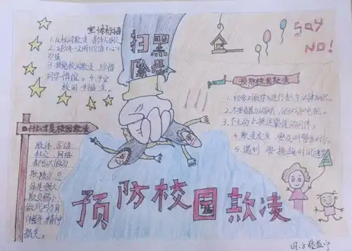 向校园欺凌说不优秀手抄报作品展示
