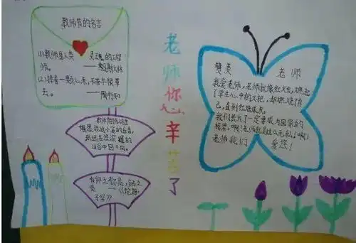 小学语文教师节手抄报框架参考,作业事半功倍