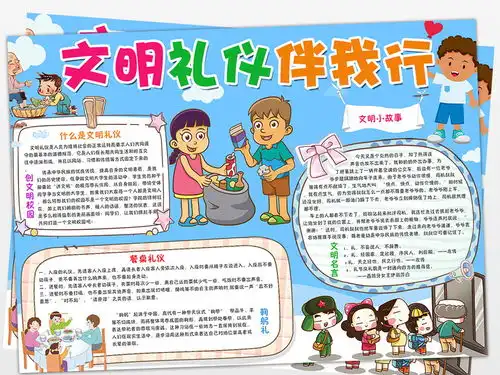 文明礼仪伴我行小报校园文明美德手抄小报图片素材worddoc模板下载24.37mb道德与法治手抄报大全学科手抄报