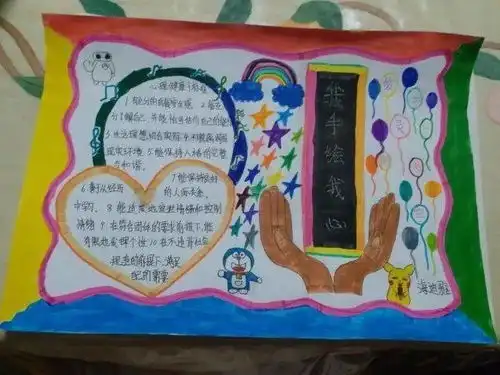 我手绘我心,给心灵一片晴空记初一年级心理手抄报比赛