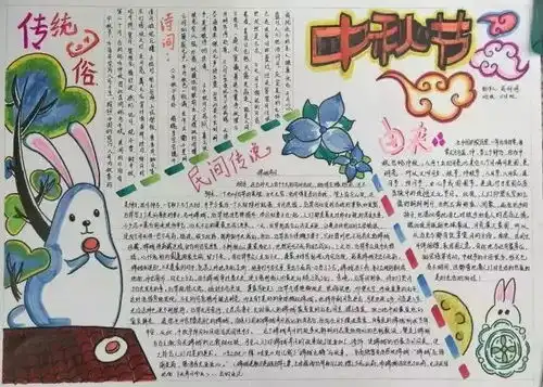 手抄报丨中秋节手抄报图片素材模板文字简单易画...赶快给孩子准备
