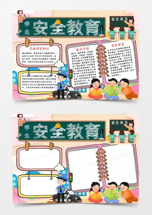 学生安全教育手抄报宣传小报word模板下载教育