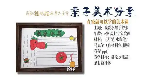儿童亲子美术我爱水果手抄报多吃水果和蔬菜,健健康康成长快