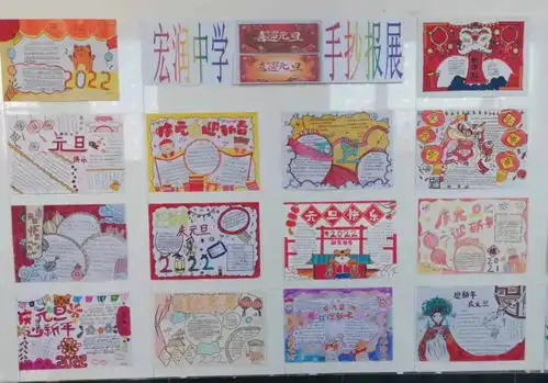 高阳县宏润中学开展庆元旦,迎新年手抄报展活动