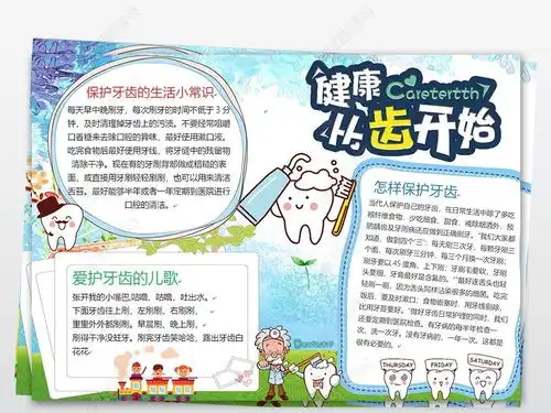 爱牙护牙小报爱护牙齿手抄报爱牙日电子小报图片模板下载