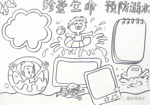 防溺水手抄报绘画︱教你收集素材排版上色