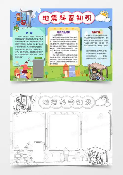 地震科普安全知识小报手抄报word模板下载熊猫办公