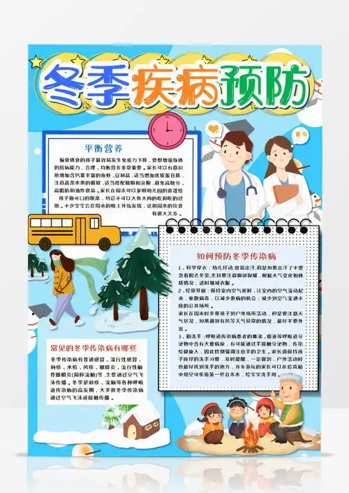 冬季疾病预防卡通手抄报word模板下载疾病预防