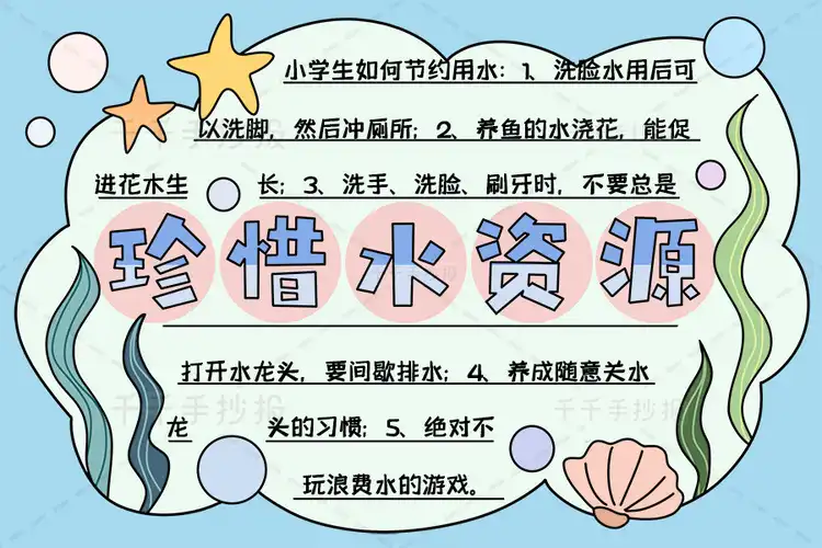 千千手抄报一卡通珍惜水资源手抄报资料