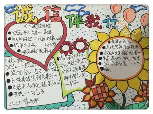 诚信伴我行手抄报图片内容