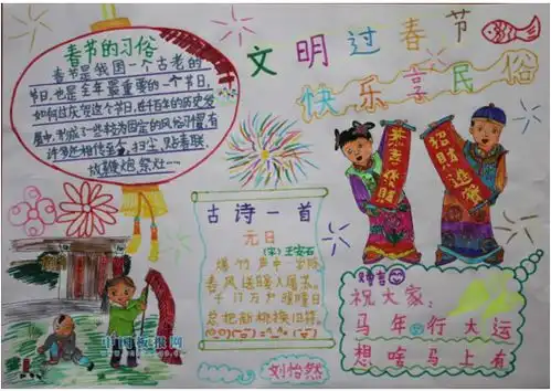2016猴年春节小学生手抄报赏析