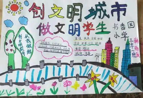 做文明学生建文明校园创文明城市书香园小学开展创建文明城市系列活动