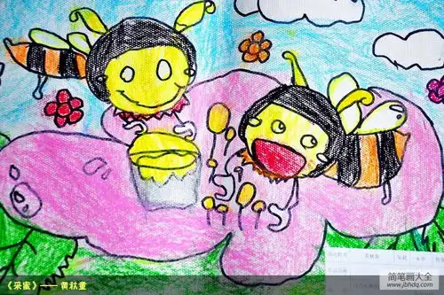 5月1日劳动节儿童画采蜜