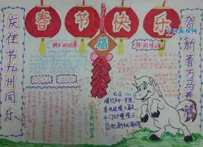 春节手抄报五字春联