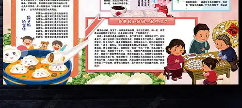 春节包饺子小报2019新年除夕寒假生活小报手抄报素材图片模板下载