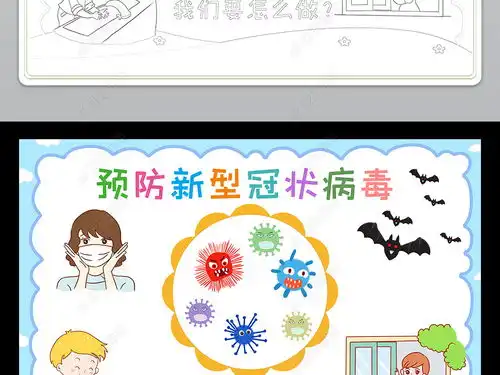 2020预防新型冠状病毒小报中国武汉加油手抄报预防肺炎电子小报图片模板下载