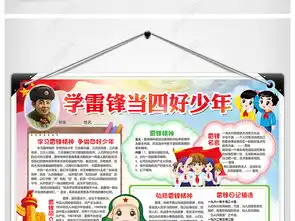学雷锋小报当四好少年手抄报讲文明电子小报图片模板下载
