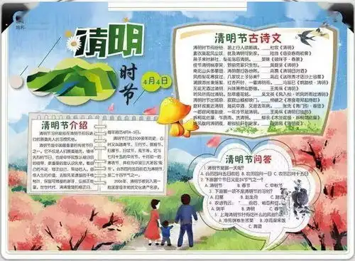清明节,全国哀悼清明传统习俗诗词作文范文手抄报合集,孩子一定用得着