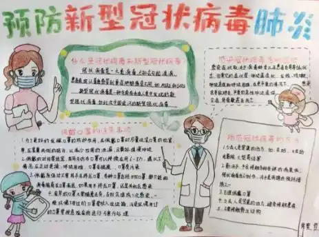 校园预防新型冠状病毒手抄报图片素材