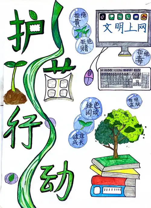 网络文明传播活动绿书签行动优秀海报作品出炉快来留下你的护苗寄语