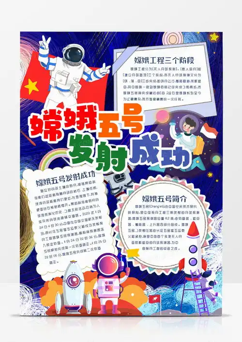 科学成就嫦娥五号发射成功小报手抄报word模板下载科学