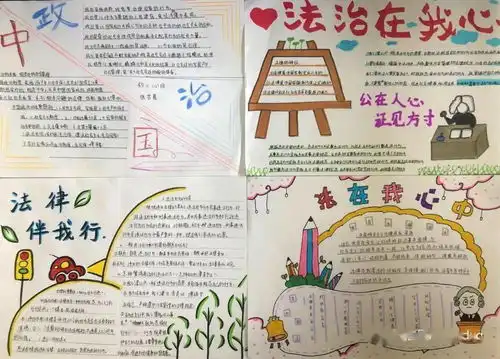 成长路上,与法同行石家庄一中实验学校初二年级政治组开展法治手抄报制作活动