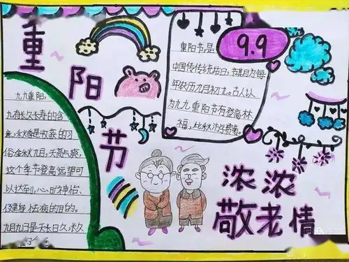 九九重阳,敬老情长贺进镇翟家庄中心小学重阳节手抄报展
