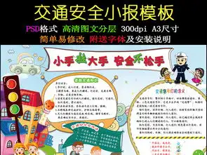 安全伴我行交通法制文明校园电子小报模板图片psd设计图下载道德与法治手抄报大全编号16456839