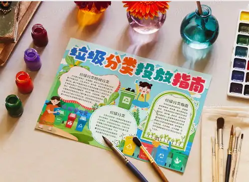 垃圾分类投放指南环保绿色家园小报手抄报模版word模板下载熊猫办公