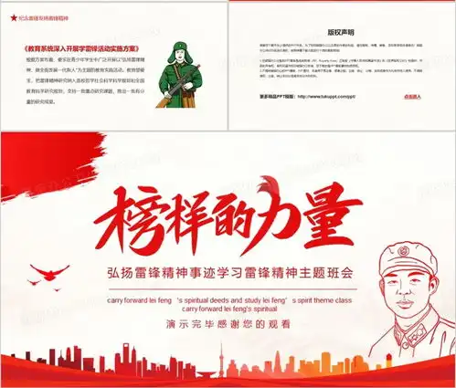 弘扬雷锋精神事迹学习雷锋精神主题班会动态ppt模板下载熊猫办公