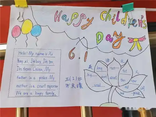 市一小高新校区举行happychildrensday英语主题手抄报展示活动