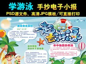 夏天学游泳手抄报游泳电子手抄小报图片素材psd模板下载70.32mb暑假手抄报大全寒暑假手抄报