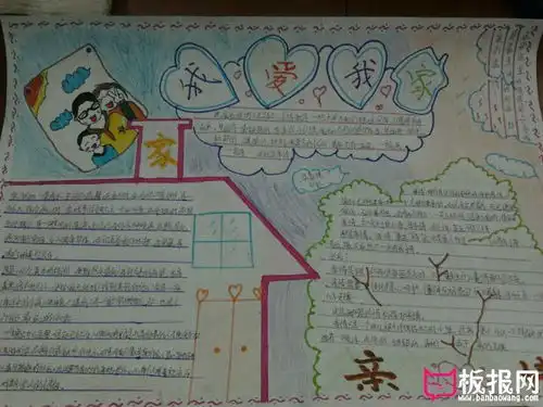 我爱我家手抄报图片,我们的亲情小家