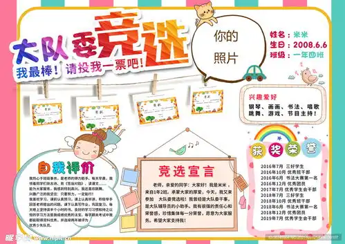 大队委竞选请投我一票手抄报设计图psd分层素材psd分层素材