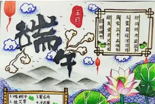 每天学一幅简笔画2021端午节手工简笔画手抄报儿童画,很全哦