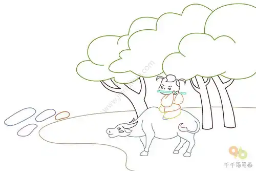 古诗所见配图简笔画