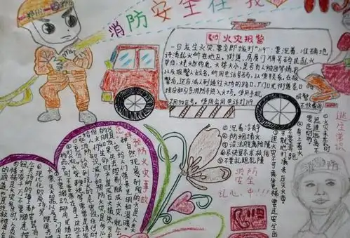 二年安全防火,防电,防煤气的手抄报图片