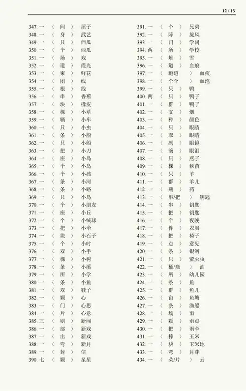 一年级语文必考量词练习大全,家长替孩子存下来练习